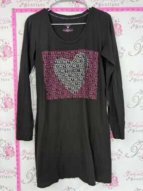 Victoria's Secret dress rhinestone Black Long Sleeve Tee with Pink Logo Print